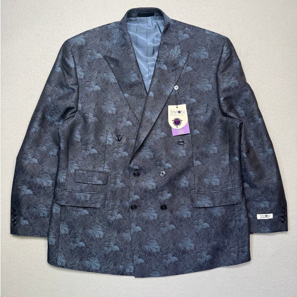 Tayion Men's Classic-Fit Jacquard DBL Breasted Dinner Jacket Blue/Navy 48R $295